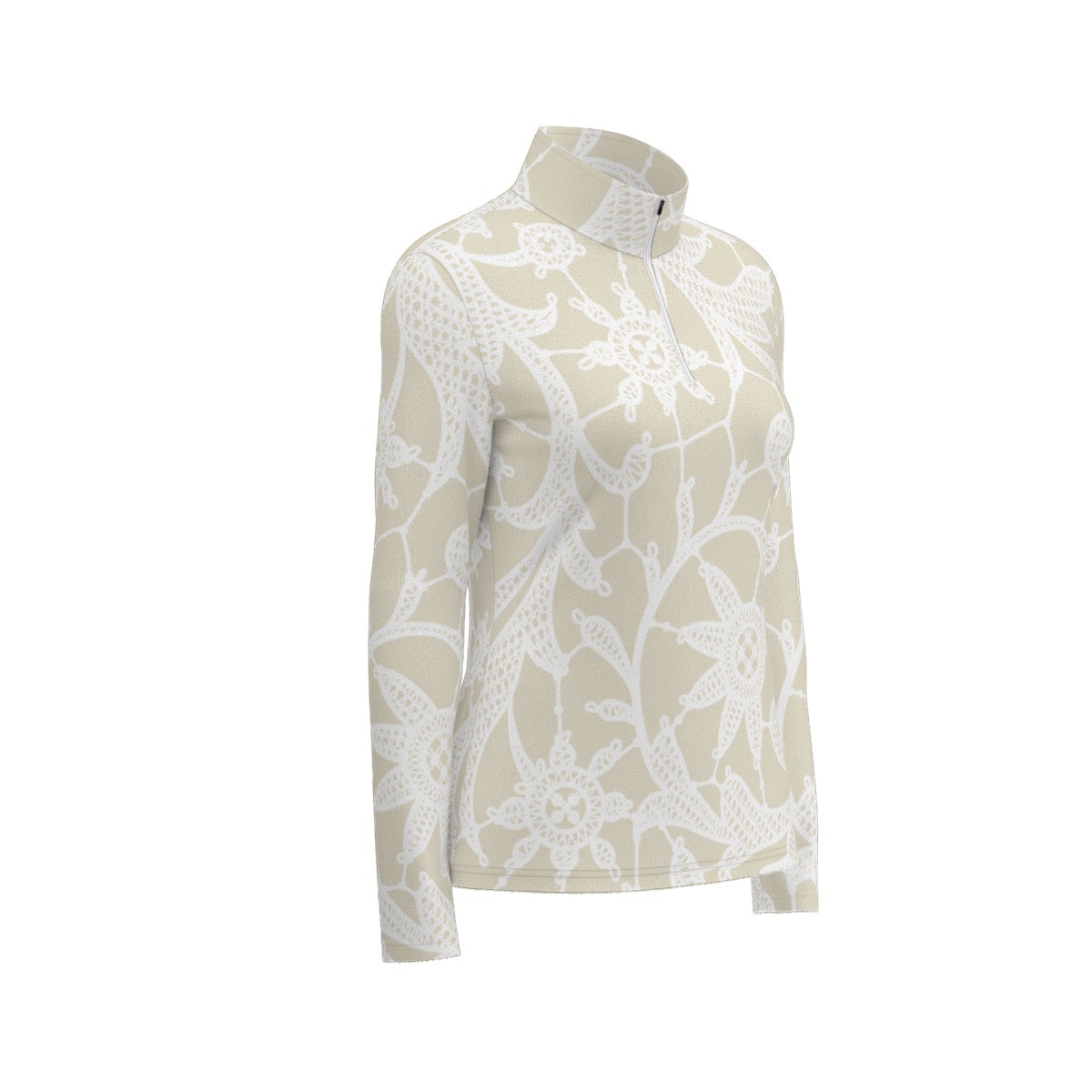 All-Over Print Women's Sports Collar Jersey With Long Sleeve