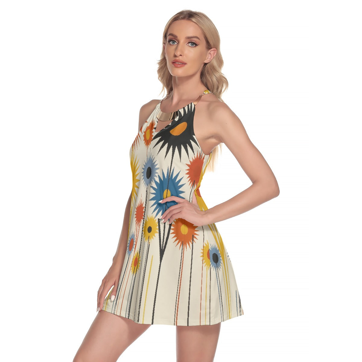 All-Over Print Women's Round Neck Above Knee Dress