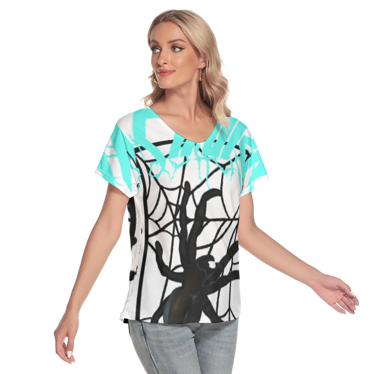 All-Over Print Women's Loose V-neck Short Sleeve T-shirt