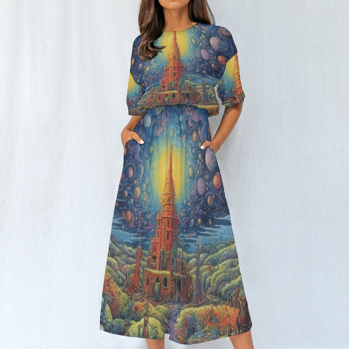 All-Over Print Women's Elastic Waist Dress