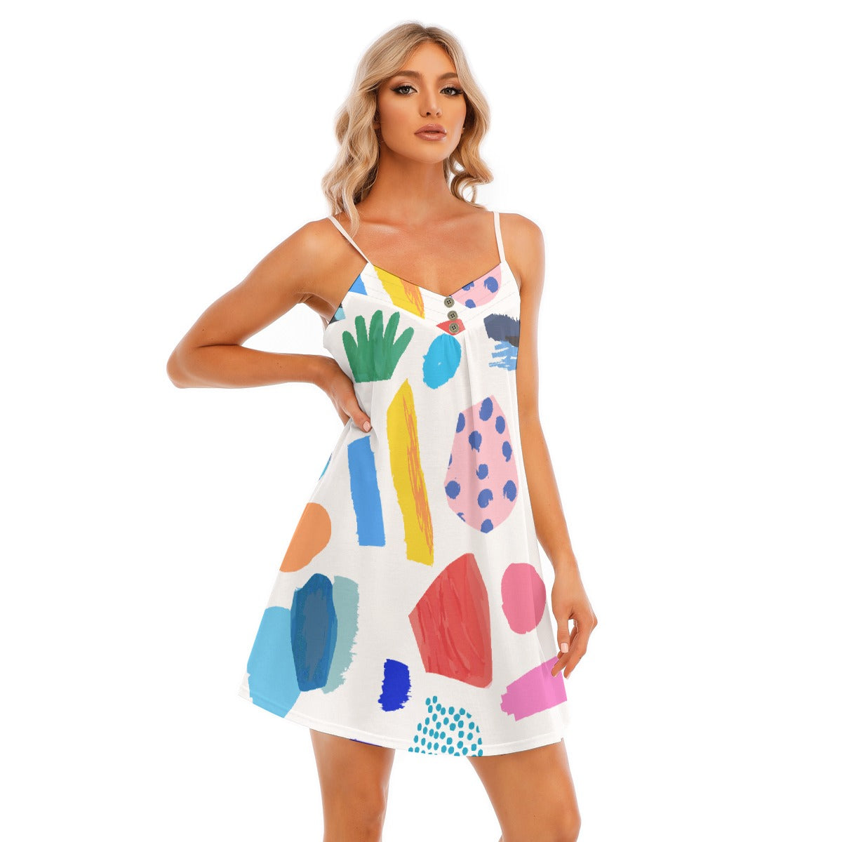 All-Over Print Women's V-neck Cami Dress