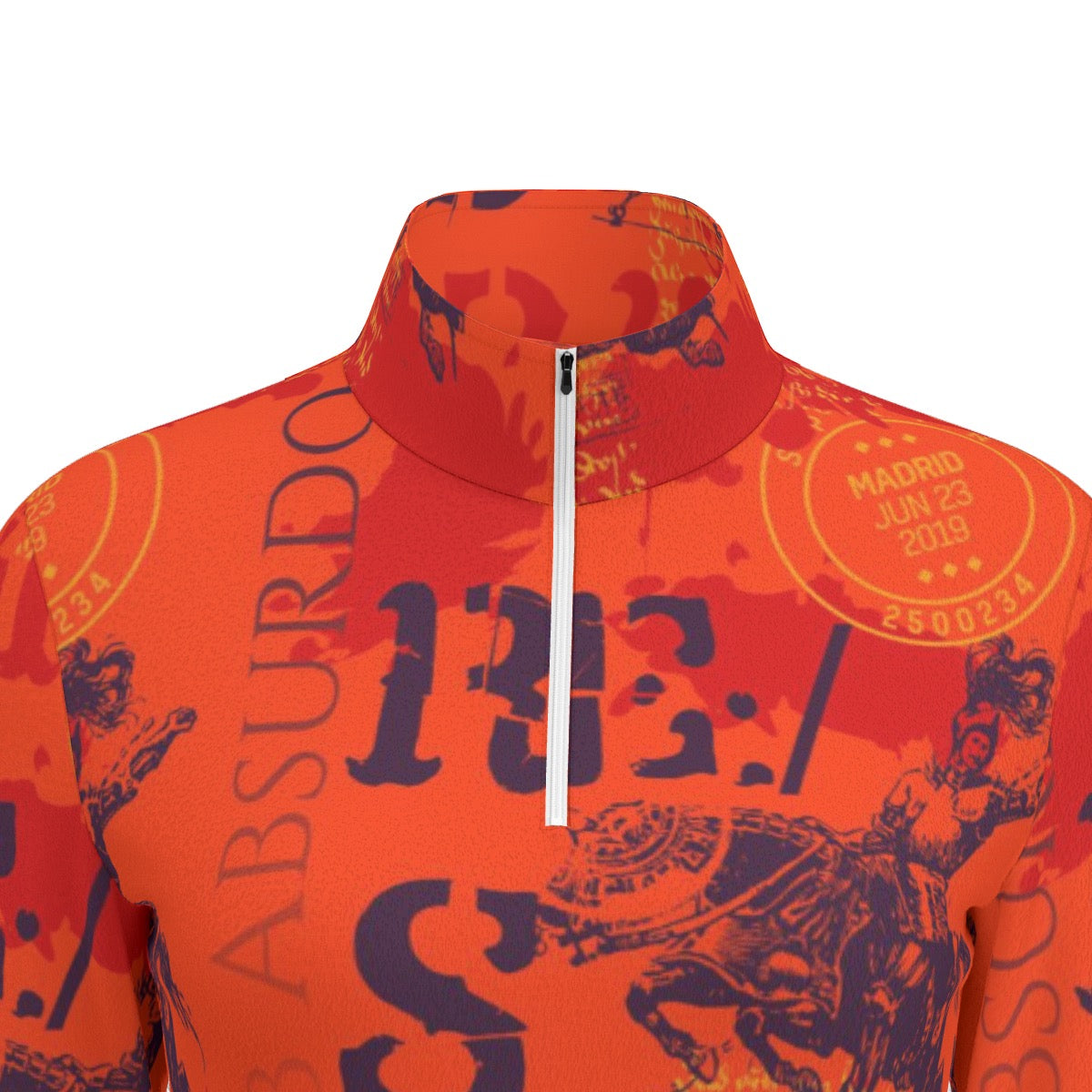 All-Over Print Women's Sports Collar Jersey With Long Sleeve