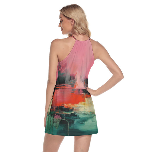 All-Over Print Women's Round Neck Above Knee Dress