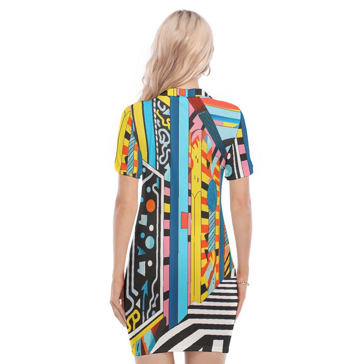 All-Over Print Women's Polo Collar Dress