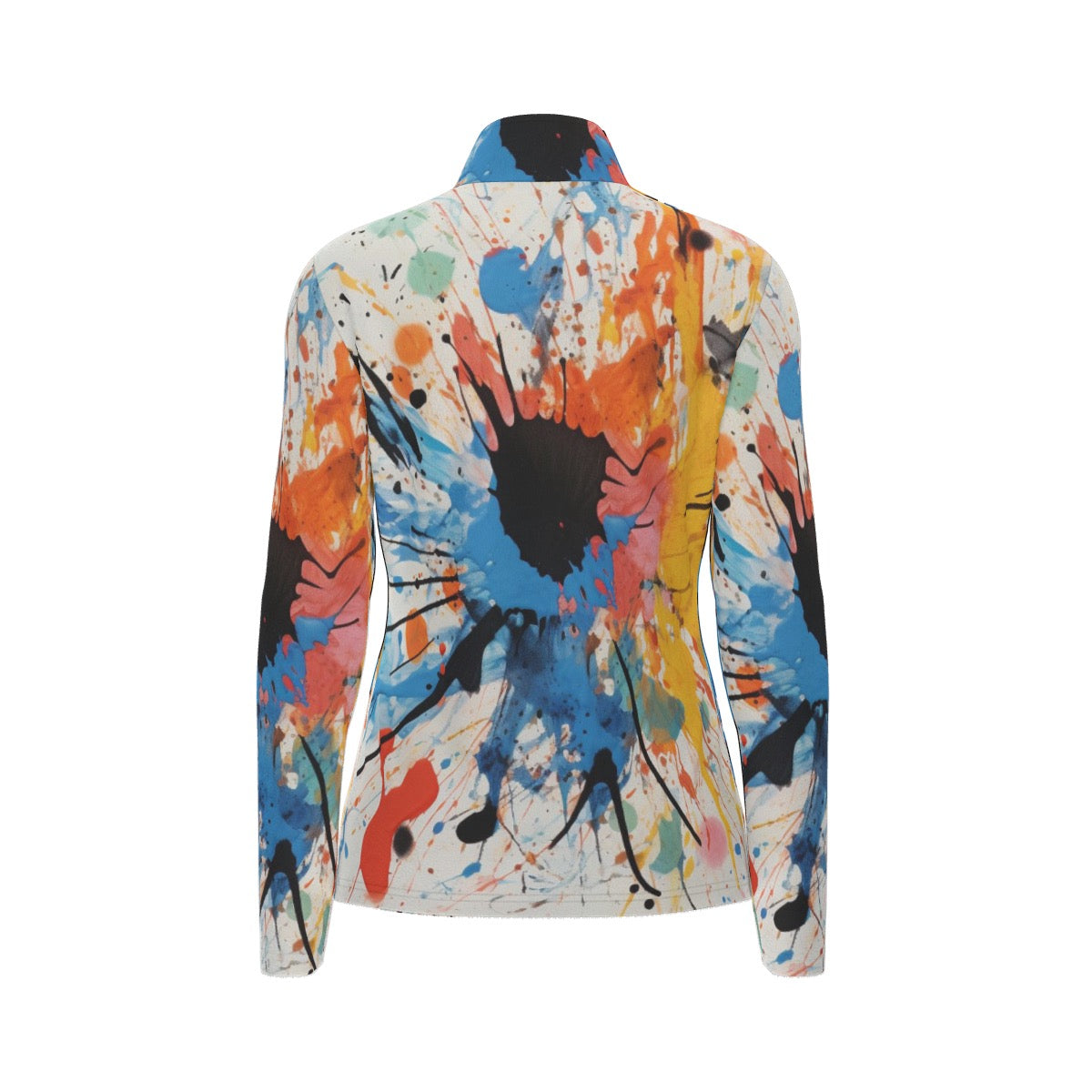 All-Over Print Women's Sports Collar Jersey With Long Sleeve