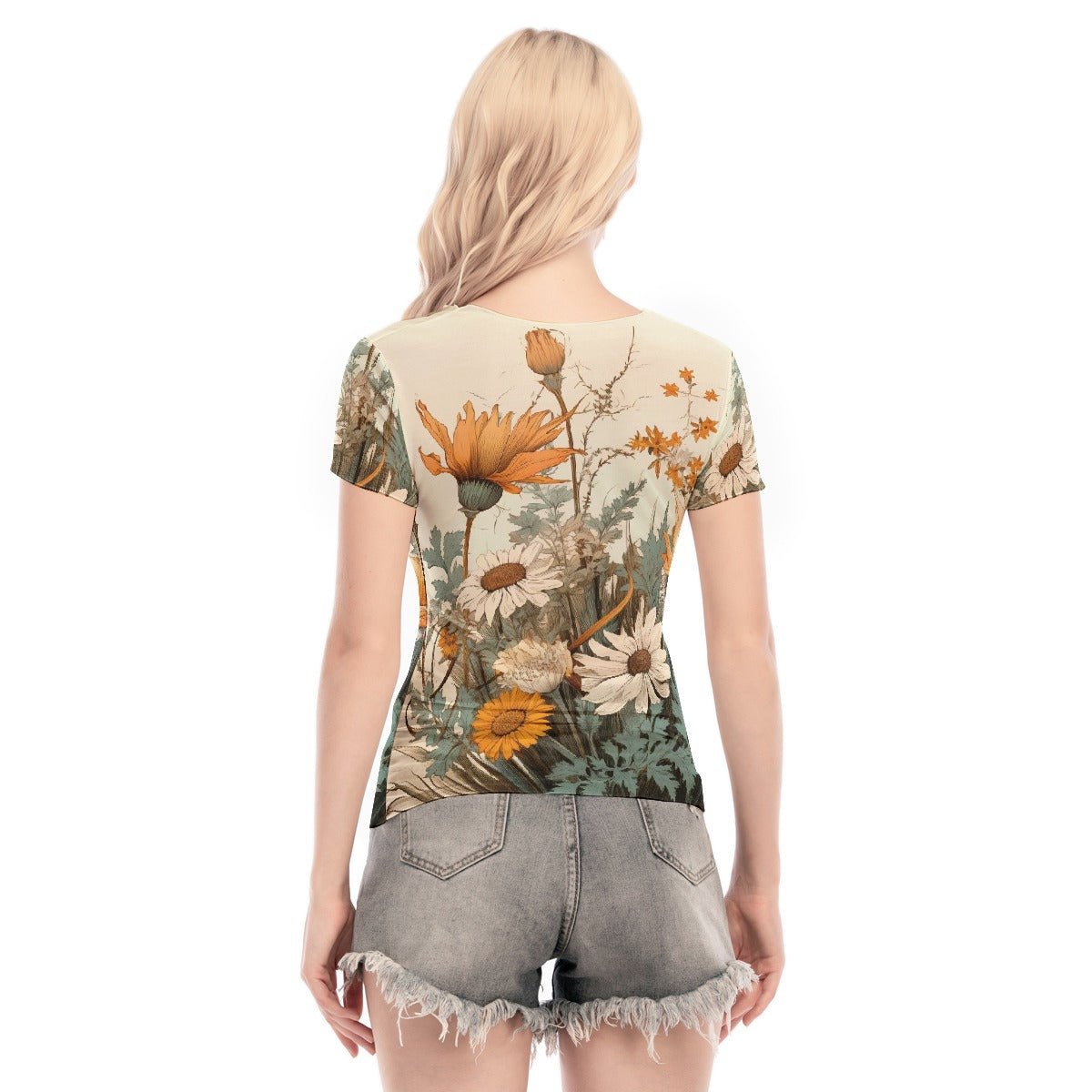 All-Over Print Women's Short Sleeve Mesh Blouse