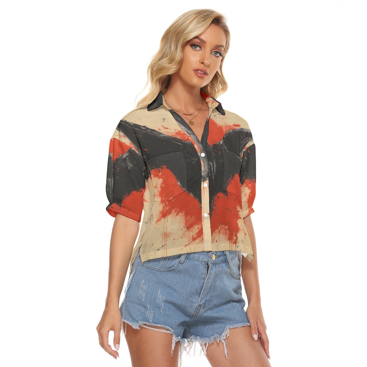 All-Over Print Women's V-neck Shirts