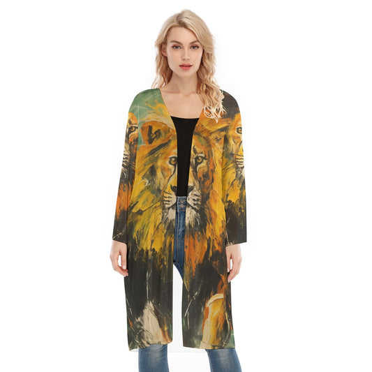 All- Over Print Women's Long Sleeve Mesh Cardigan