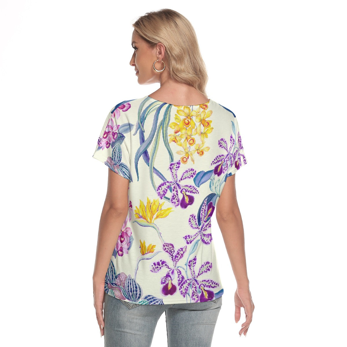 All-Over Print Women's Loose V-neck Short Sleeve T-shirt