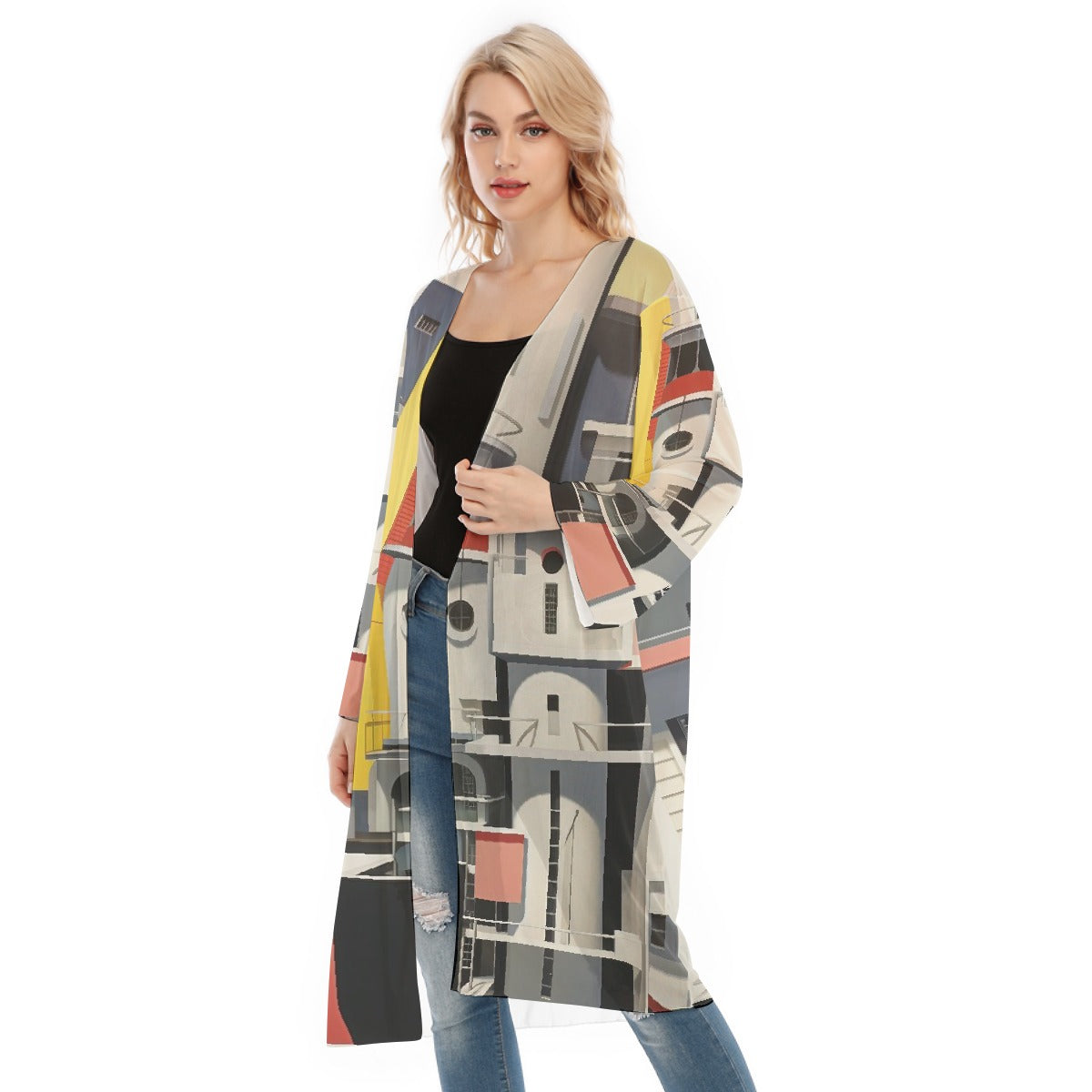 All- Over Print Women's Long Sleeve Mesh Cardigan