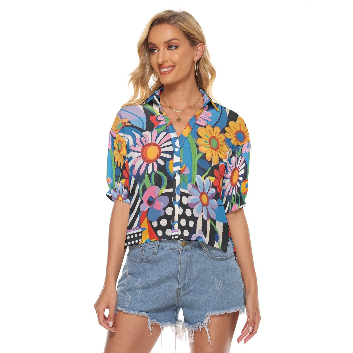 All-Over Print Women's V-neck Shirts