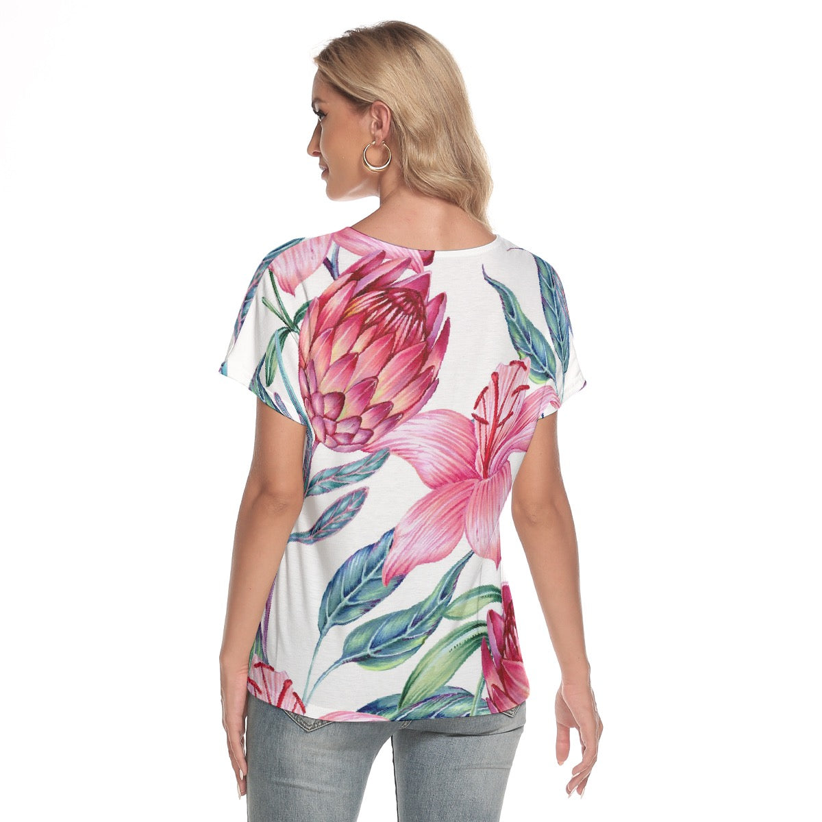 All-Over Print Women's Loose V-neck Short Sleeve T-shirt