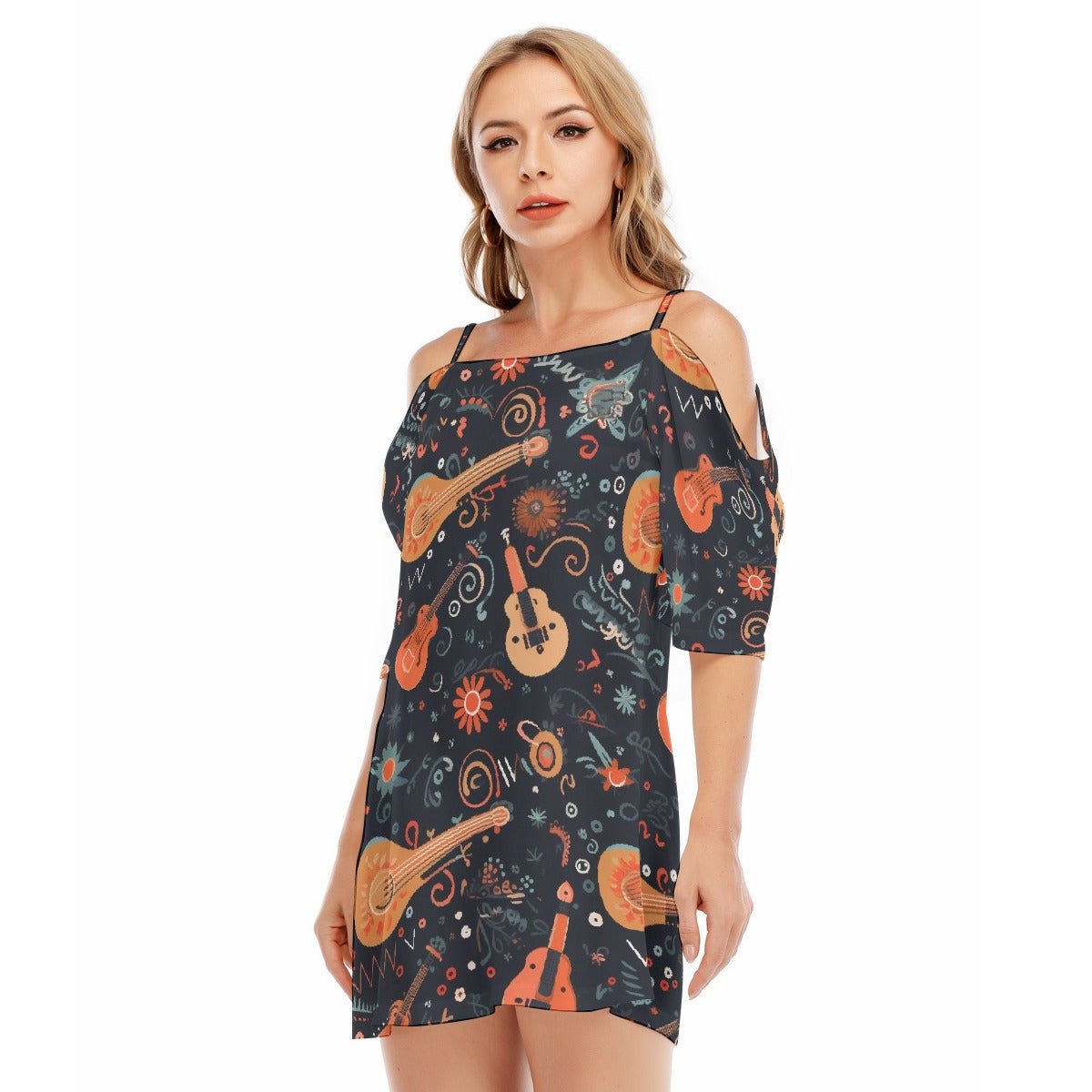 All-Over Print Women's Off-shoulder Cami Dress