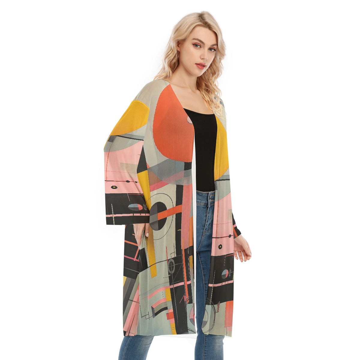 All- Over Print Women's Long Sleeve Mesh Cardigan