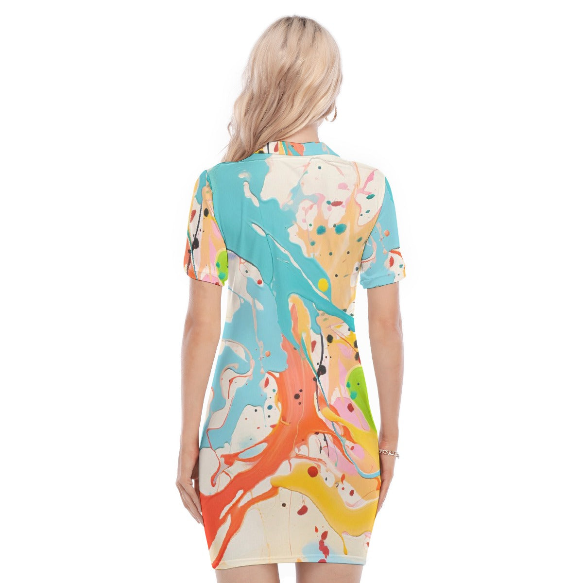 All-Over Print Women's Polo Collar Dress