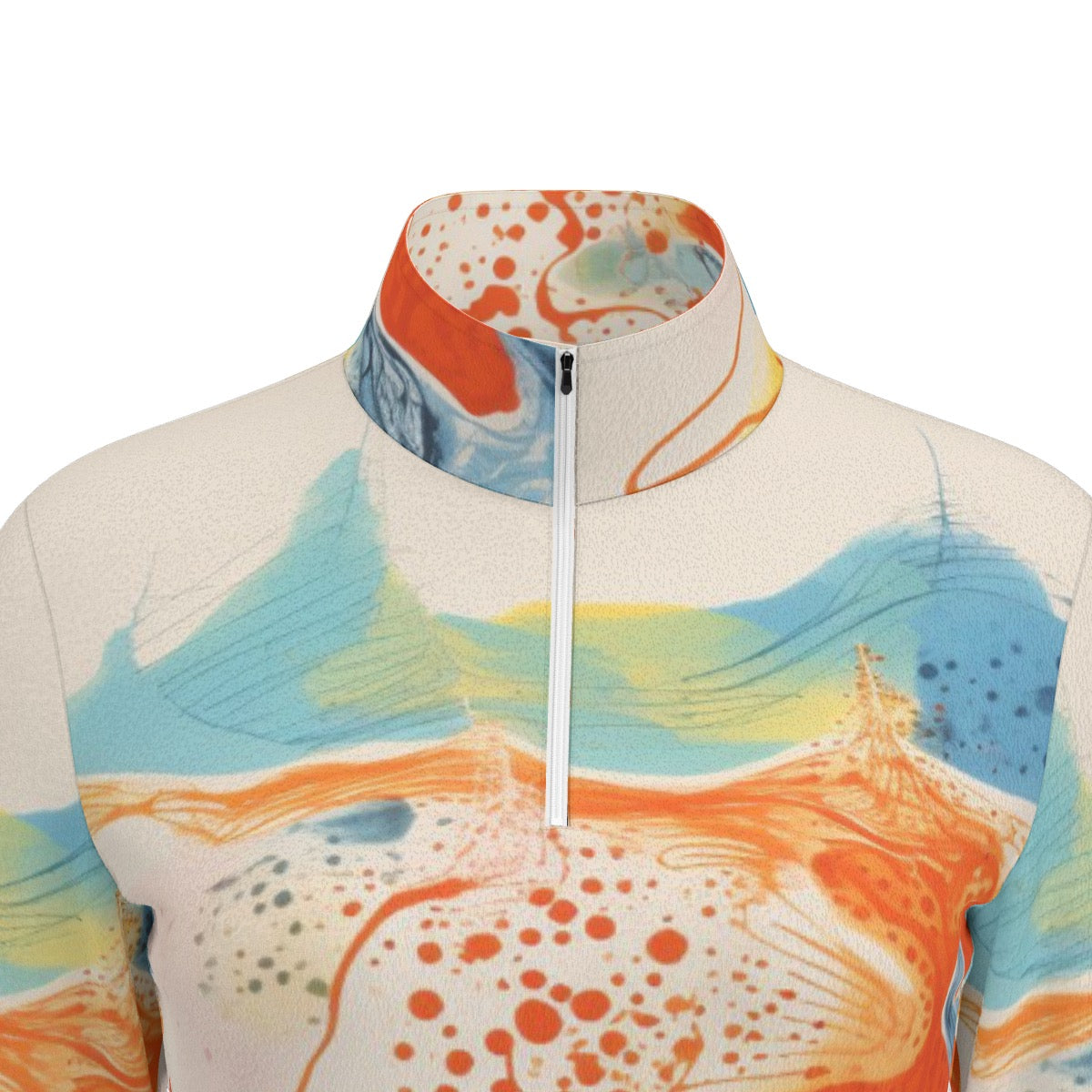 All-Over Print Women's Sports Collar Jersey With Long Sleeve