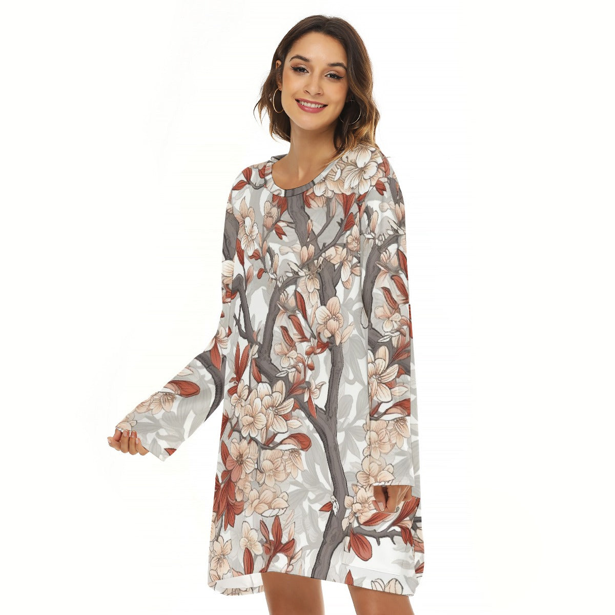 All-Over Print  Women's Loose Crew Neck Dress