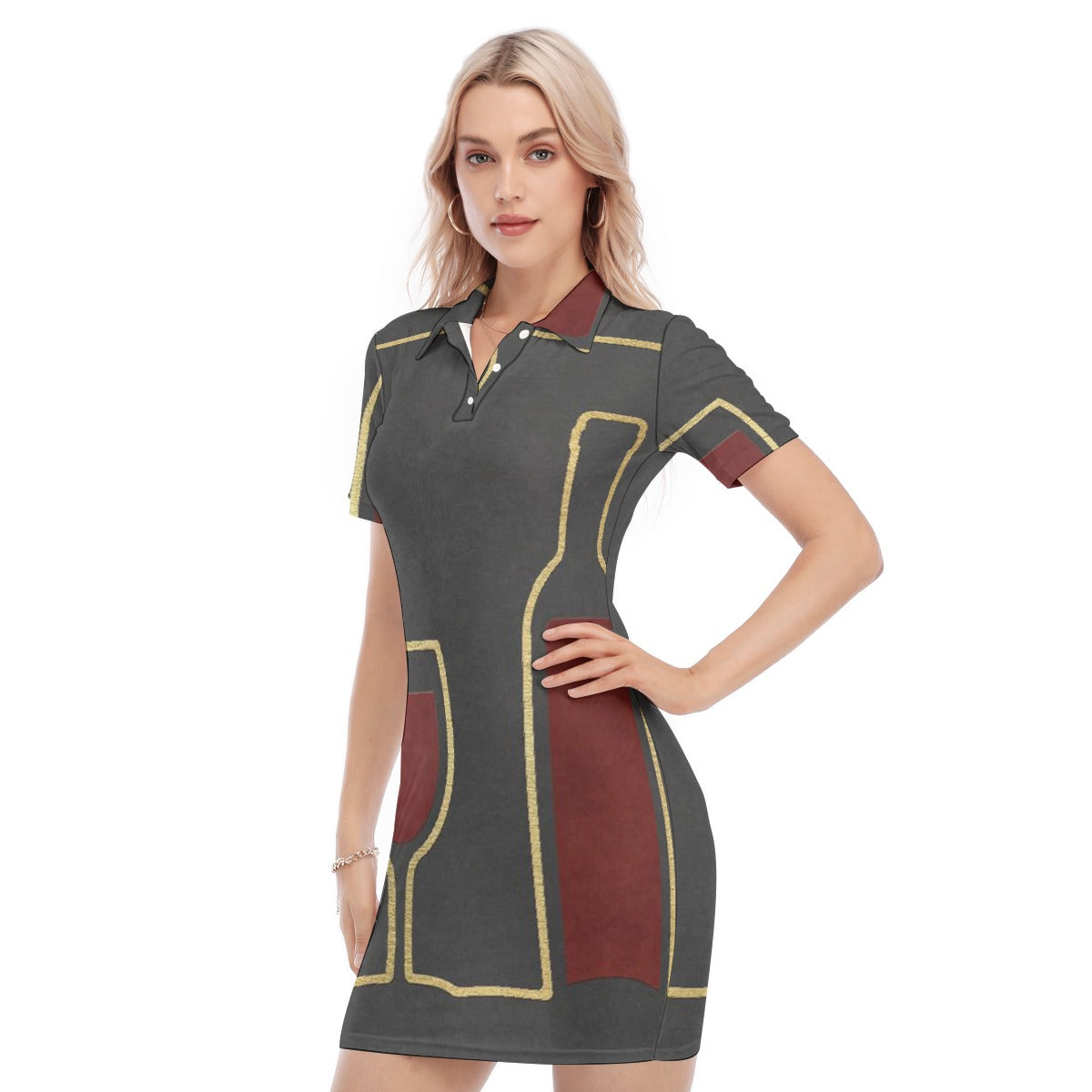 All-Over Print Women's Polo Collar Dress