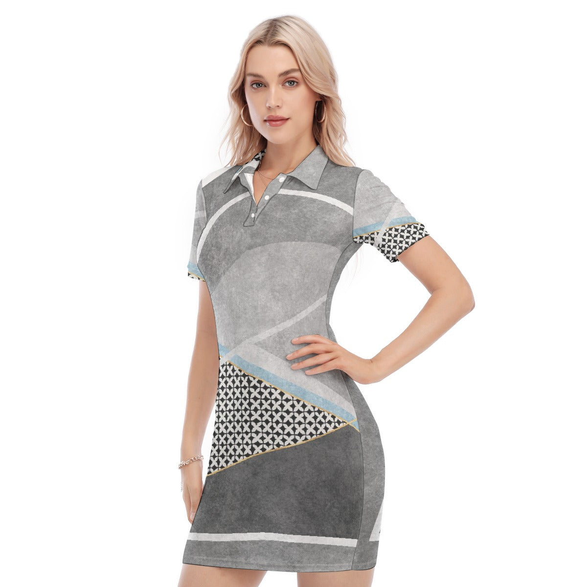 All-Over Print Women's Polo Collar Dress