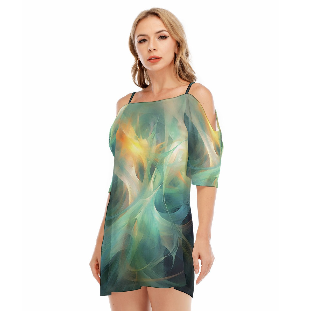 All-Over Print Women's Off-shoulder Cami Dress