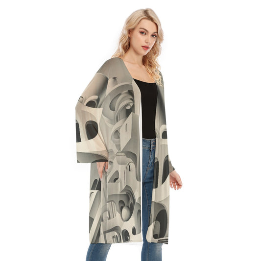 All- Over Print Women's Long Sleeve Mesh Cardigan