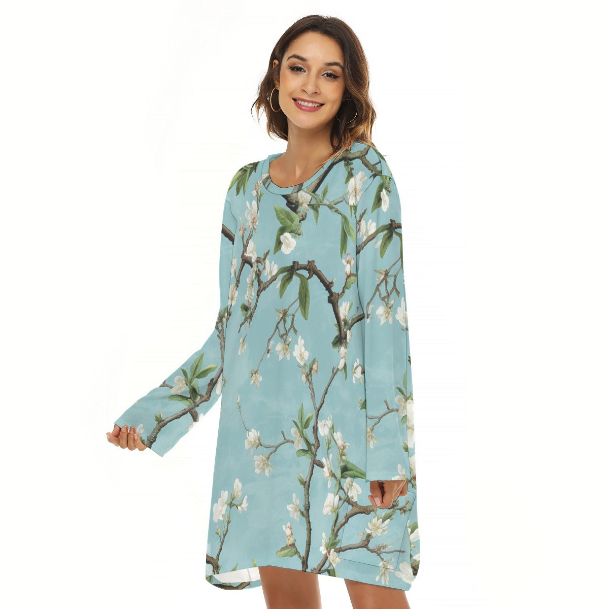 All-Over Print  Women's Loose Crew Neck Dress