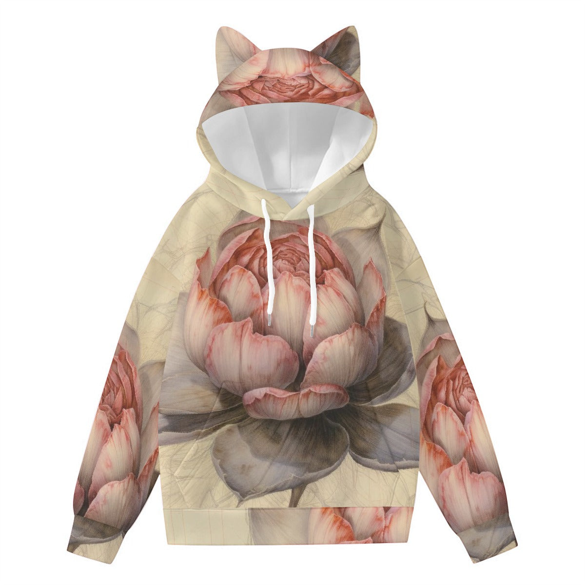 All-Over Print Women’s Hoodie With Decorative Ears