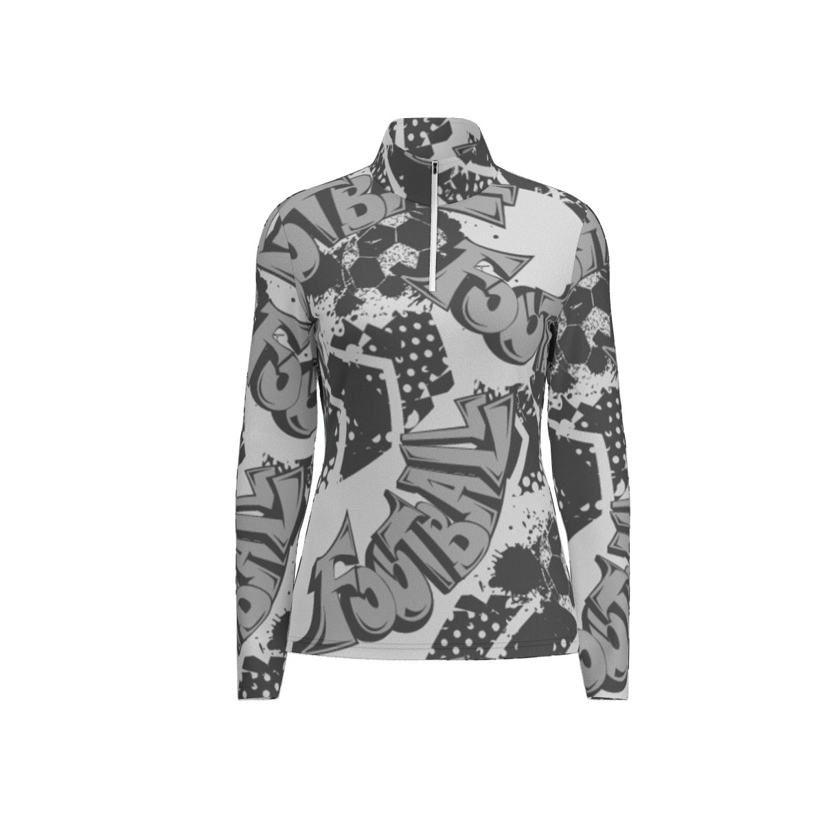 All-Over Print Women's Sports Collar Jersey With Long Sleeve