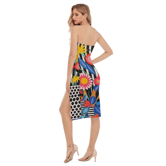 All-Over Print Women's Side Split Tube Top Dress