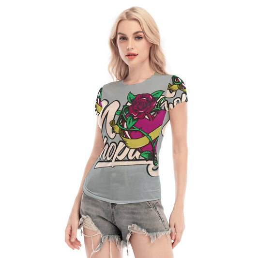 All-Over Print Women's Short Sleeve Mesh Blouse