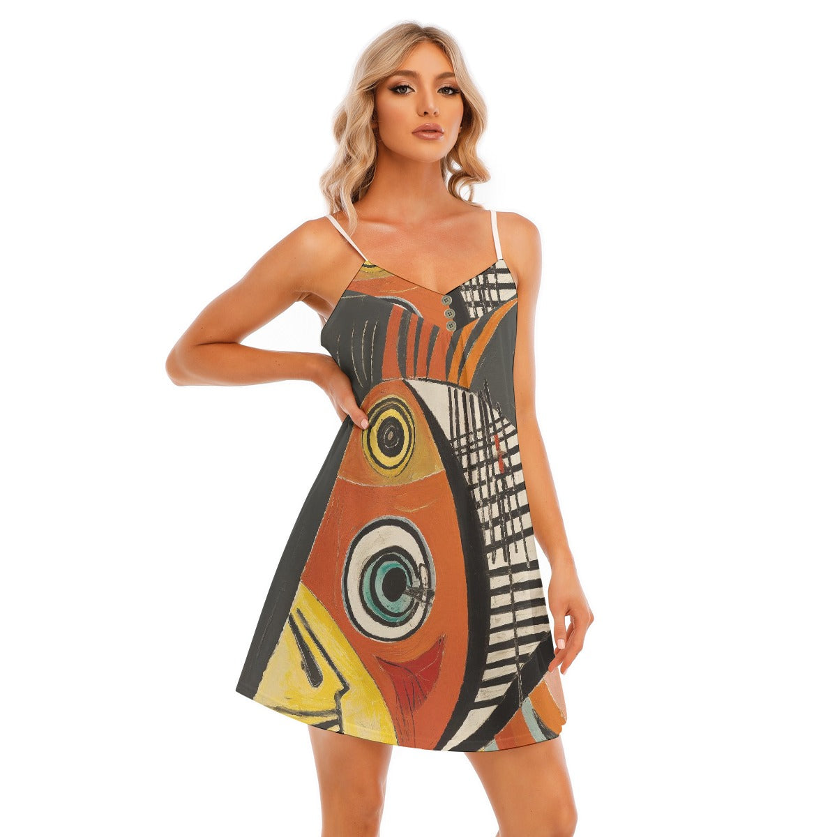 All-Over Print Women's V-neck Cami Dress