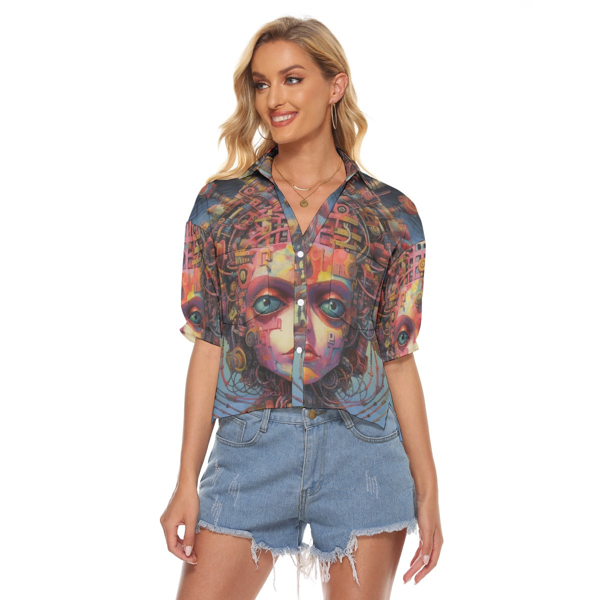 All-Over Print Women's V-neck Shirts