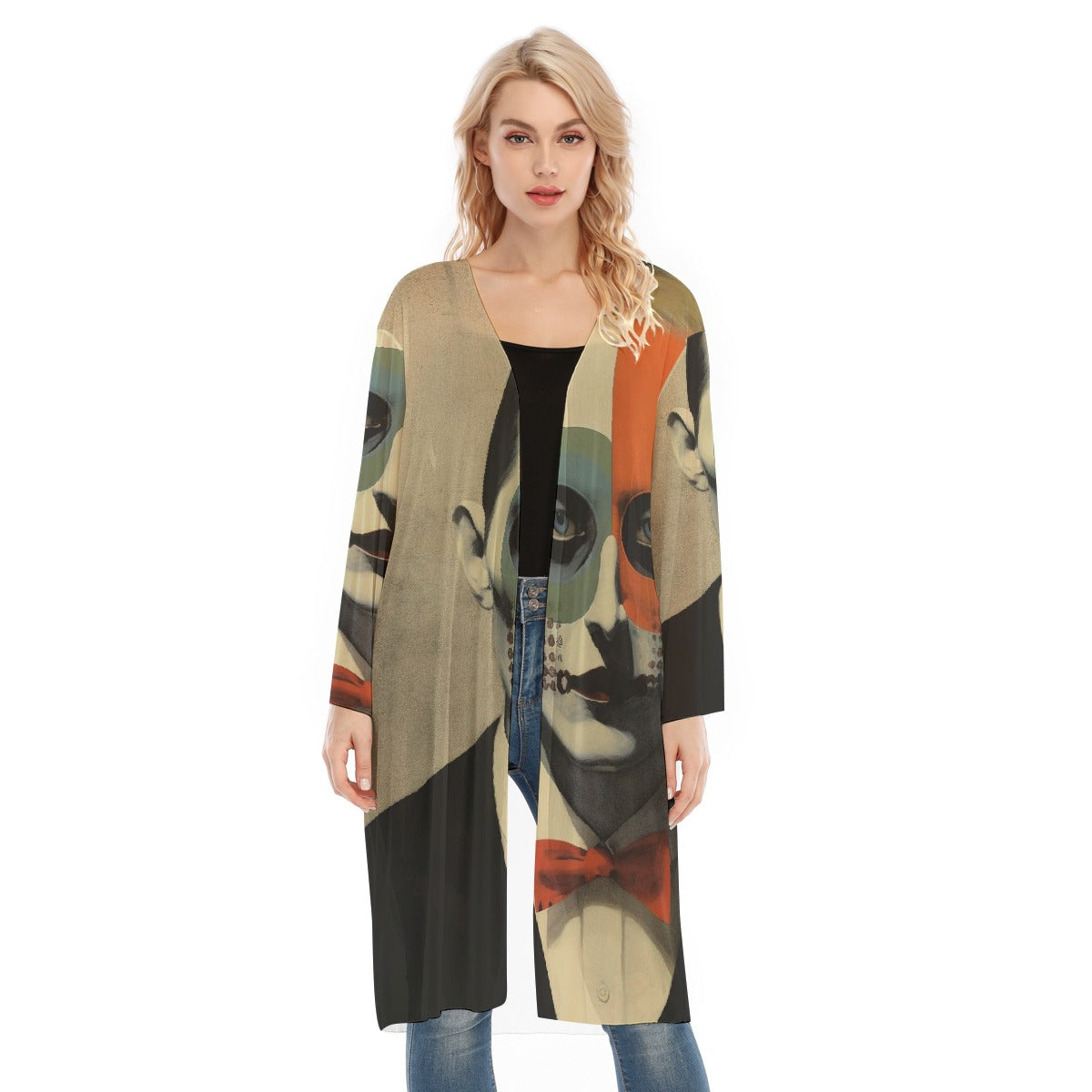 All- Over Print Women's Long Sleeve Mesh Cardigan