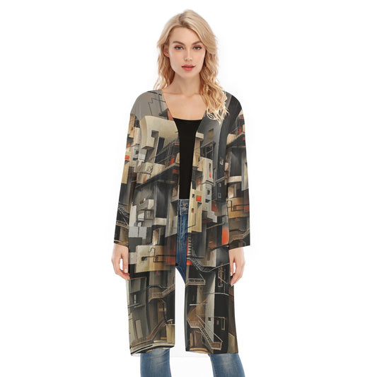 All- Over Print Women's Long Sleeve Mesh Cardigan