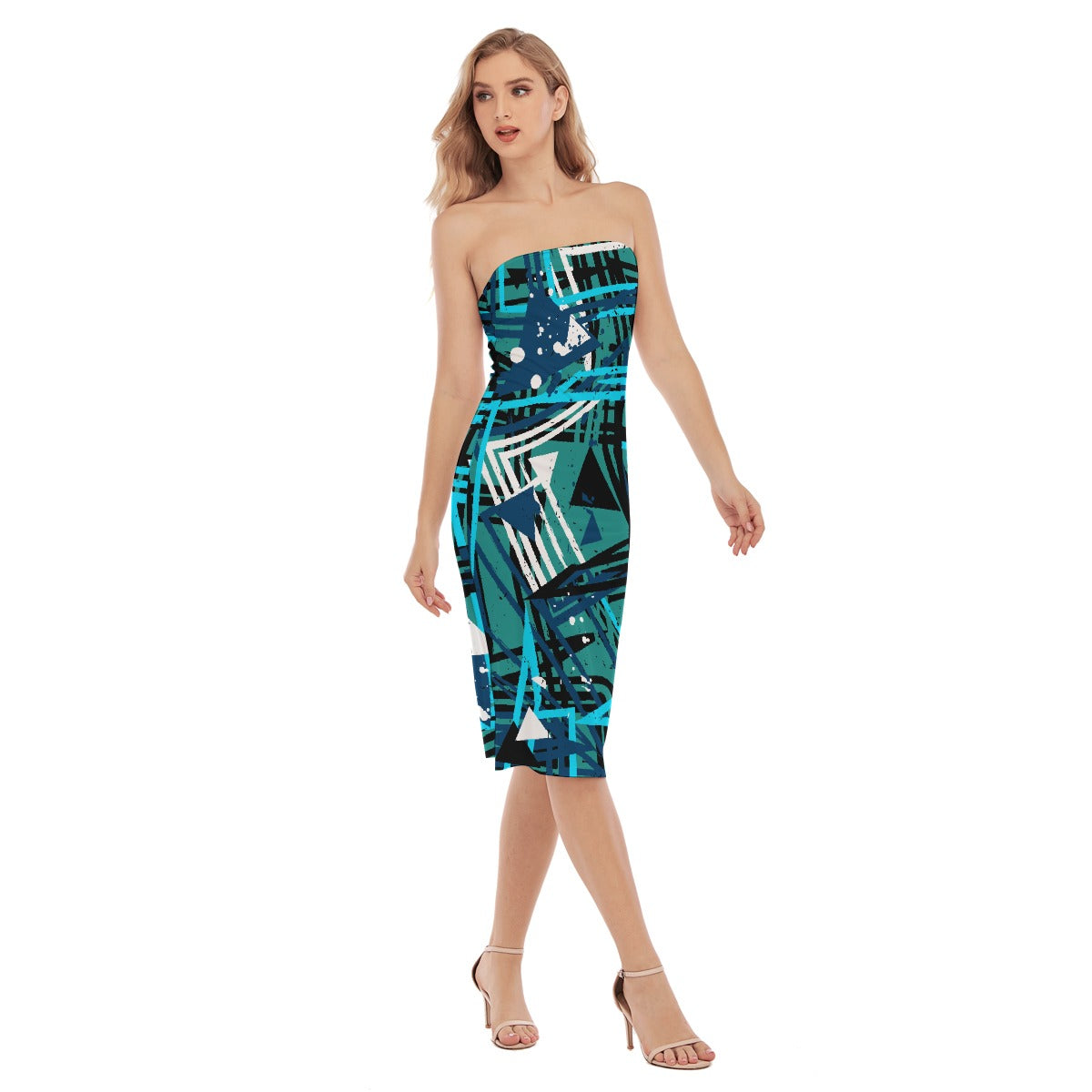 All-Over Print Women's Side Split Tube Top Dress