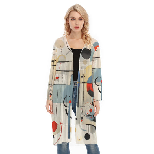 All- Over Print Women's Long Sleeve Mesh Cardigan