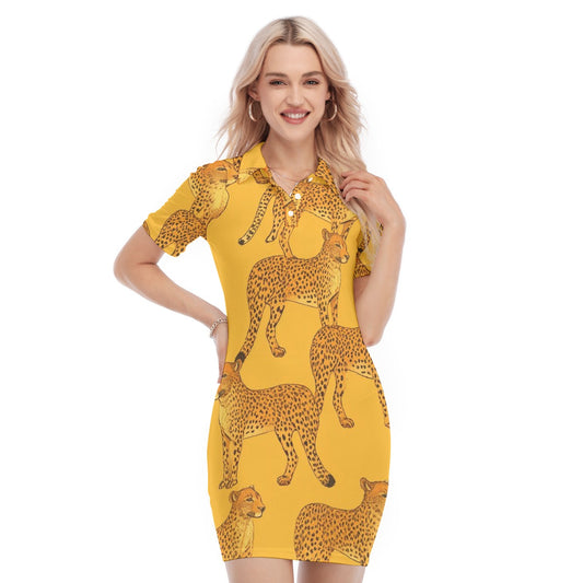 All-Over Print Women's Polo Collar Dress