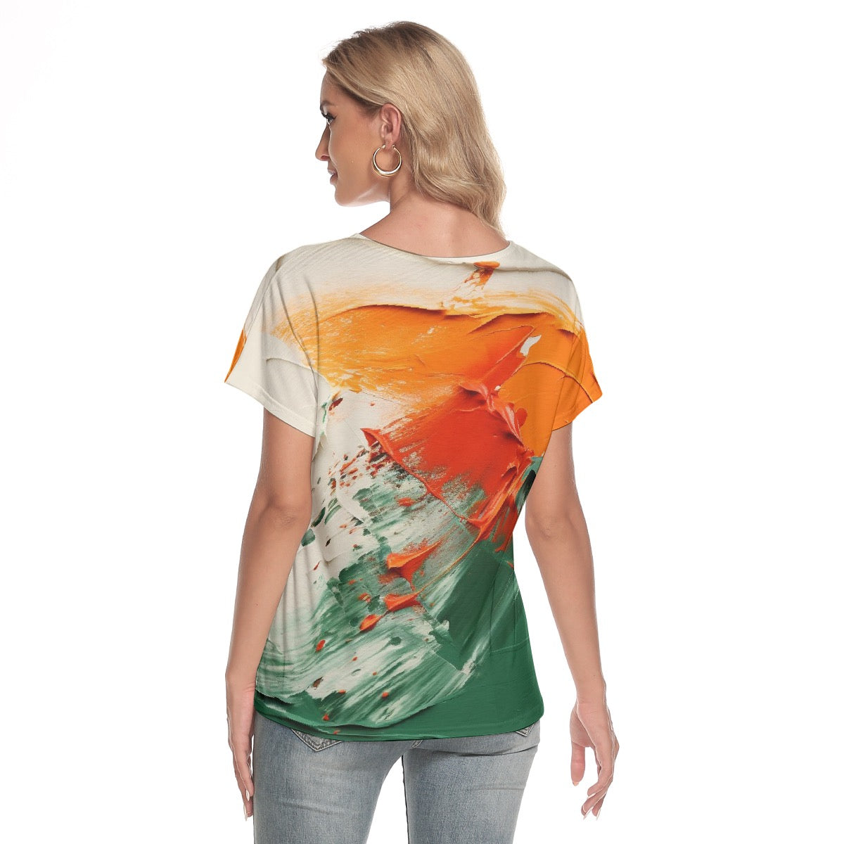 All-Over Print Women's Loose V-neck Short Sleeve T-shirt