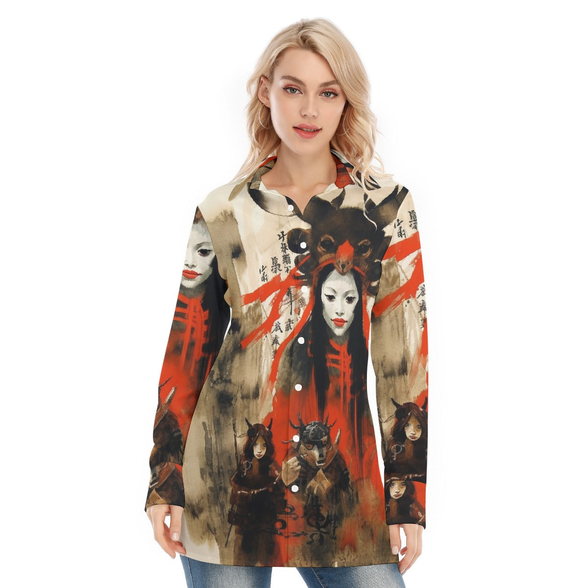 All-Over Print Women's Long Shirt