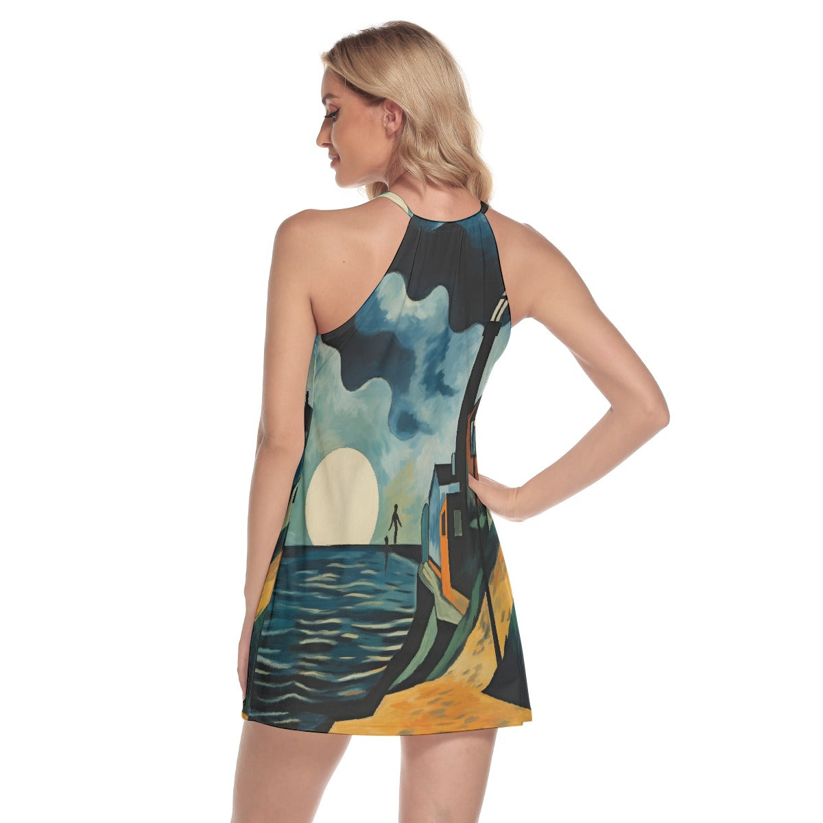 All-Over Print Women's Round Neck Above Knee Dress