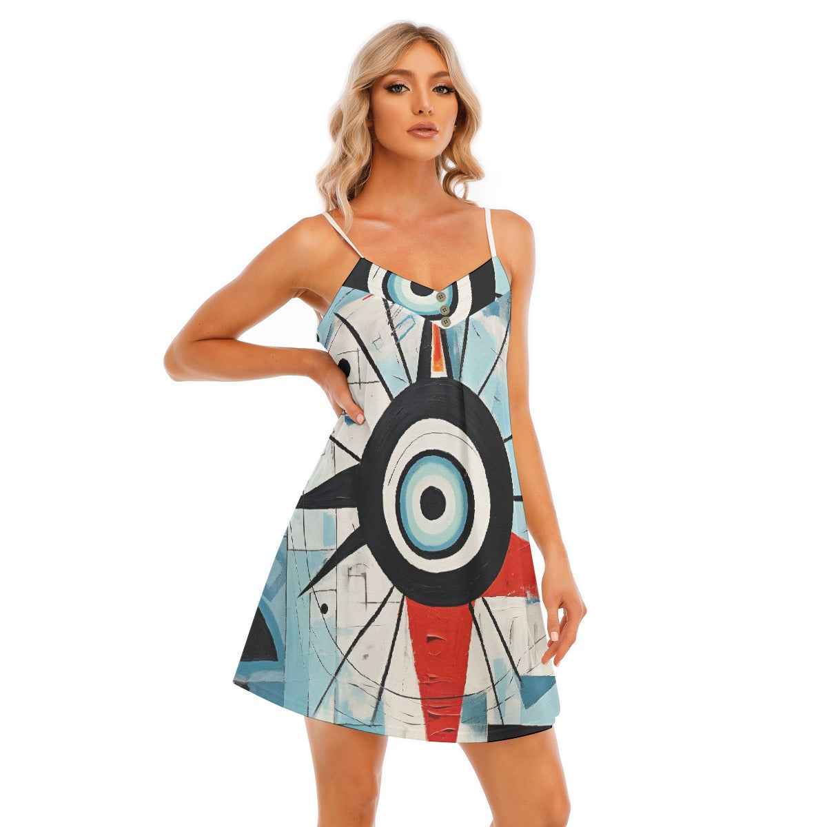 All-Over Print Women's V-neck Cami Dress