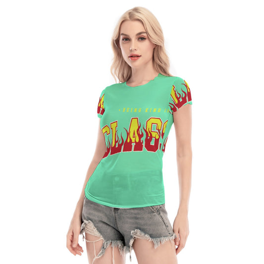 All-Over Print Women's Short Sleeve Mesh Blouse