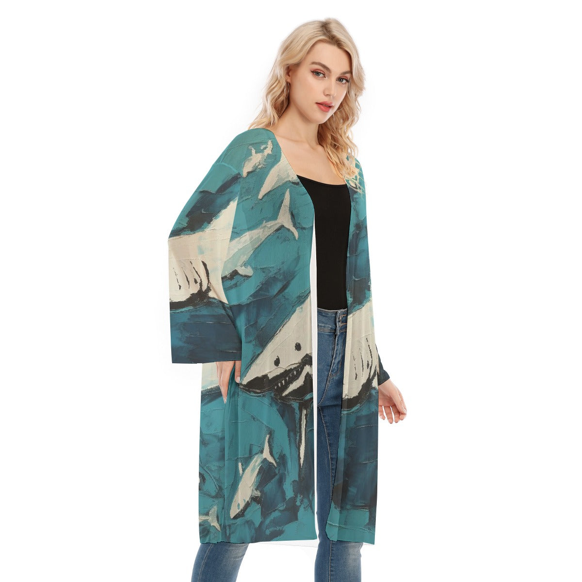 All- Over Print Women's Long Sleeve Mesh Cardigan