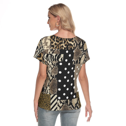 All-Over Print Women's Loose V-neck Short Sleeve T-shirt