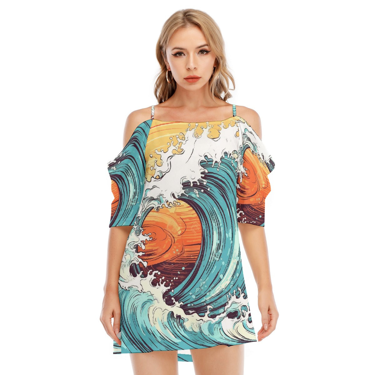 All-Over Print Women's Off-shoulder Cami Dress