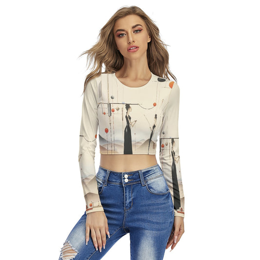 All-Over Print Women's Round Neck Crop Top T-Shirt