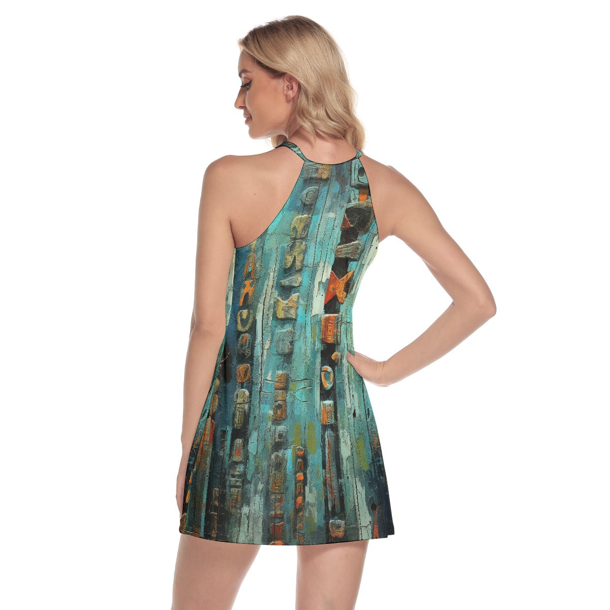 All-Over Print Women's Round Neck Above Knee Dress