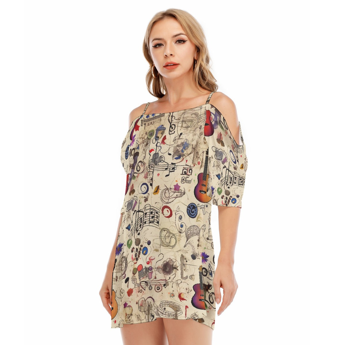 All-Over Print Women's Off-shoulder Cami Dress