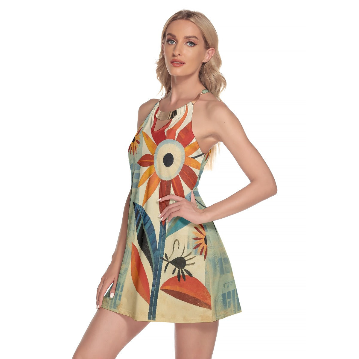 All-Over Print Women's Round Neck Above Knee Dress