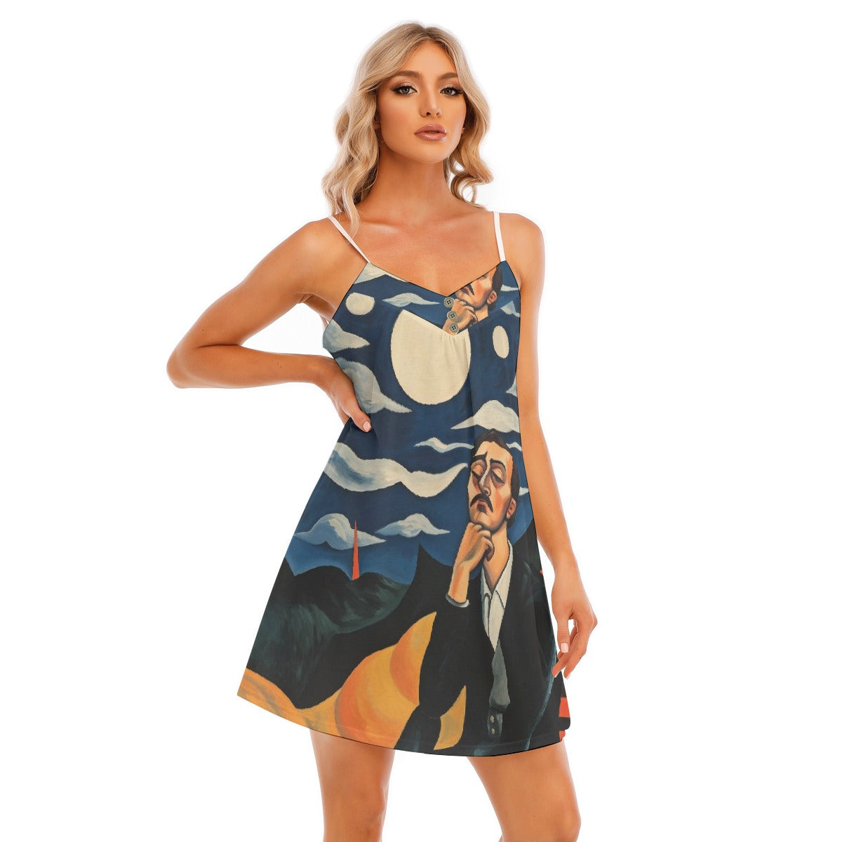 All-Over Print Women's V-neck Cami Dress